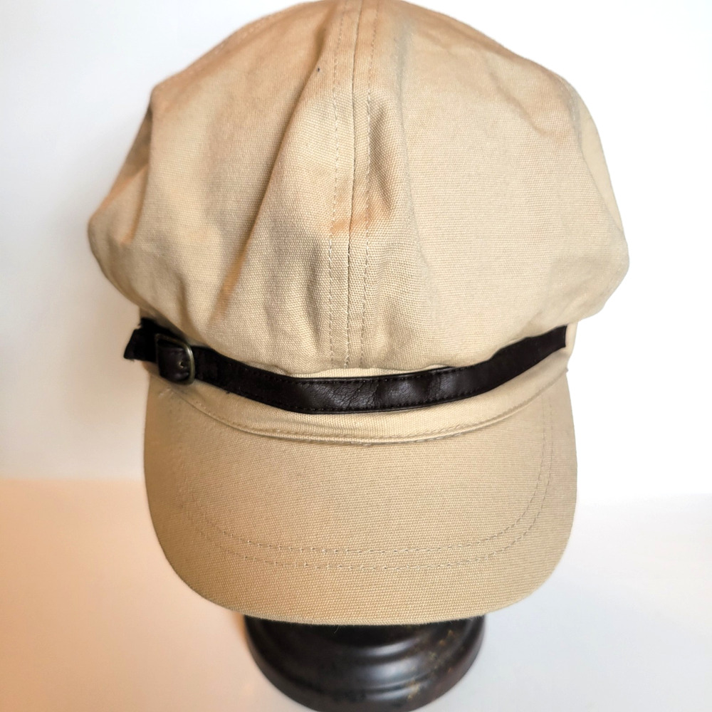 Croft & Barrow Women's Cabbie Newsboy Cap Tan with Faux Leather